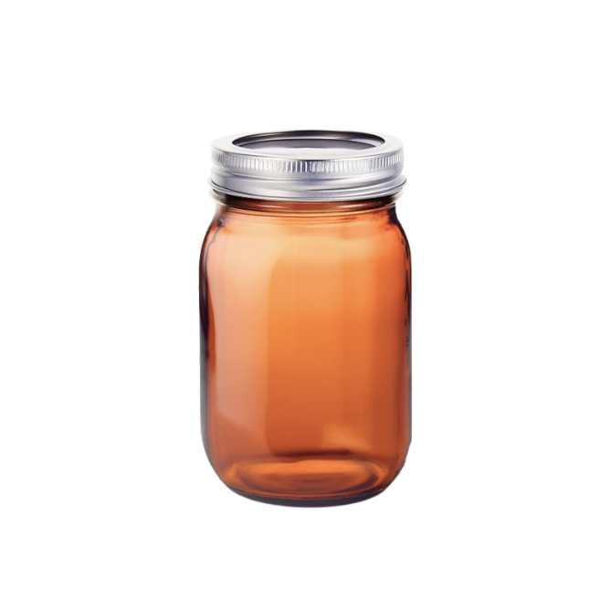 Pint Mason Jar Filled with Apricot Liquid