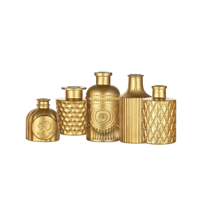 Five Gold Vintage Bud Vases