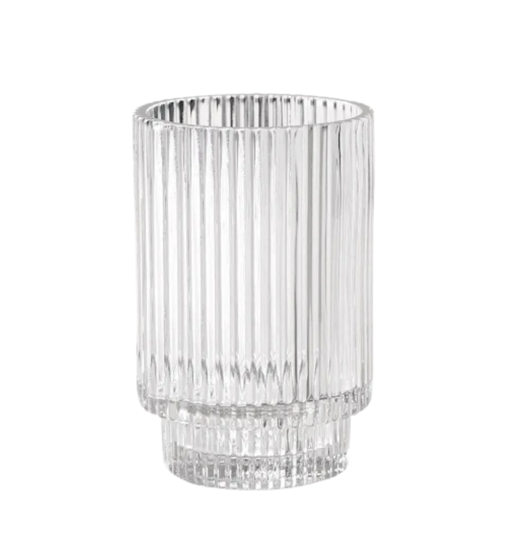 Clear Glass Pleated Pedestal Vase