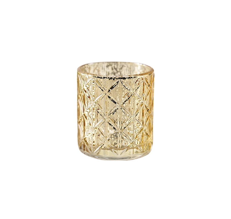 Gold Diamond Cut Glass Votive