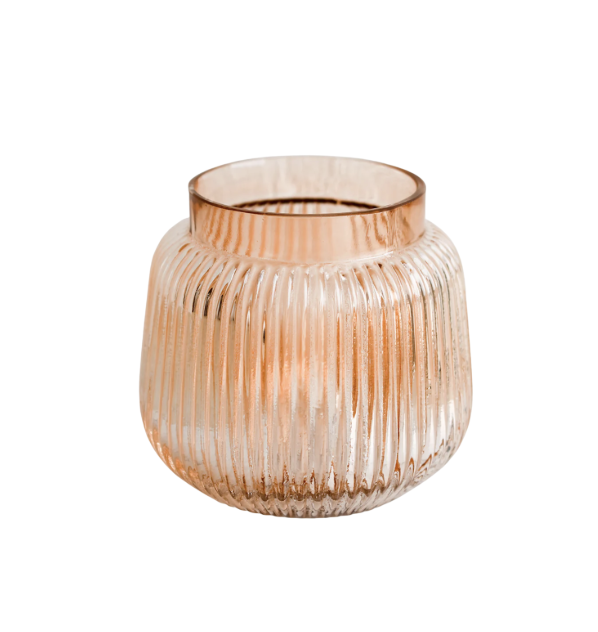 Rose Pleated Glass Vase